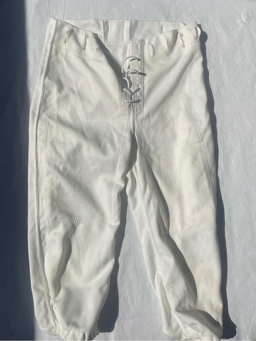 Rawlings Baseball Pants Mens Medium White Lace Front Made USA Adult Game Uniform